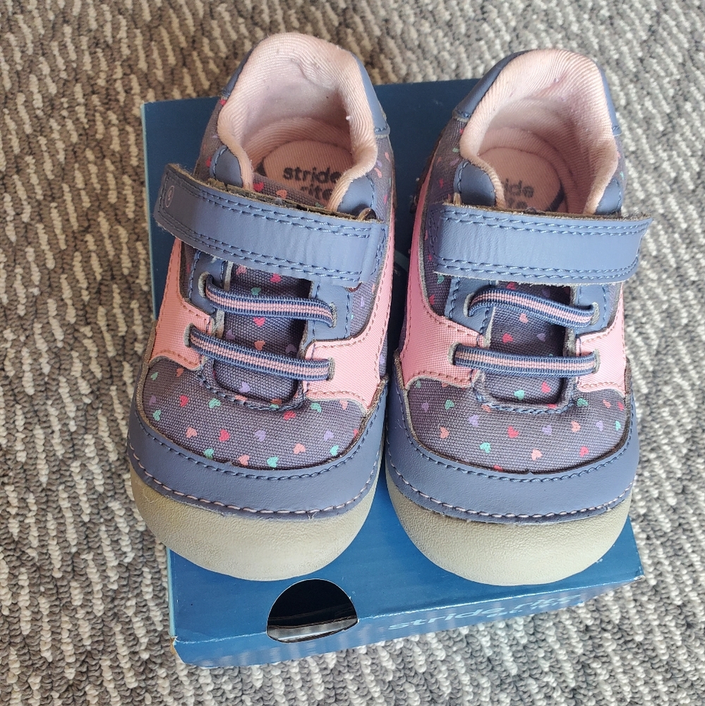 Stride Rite Pink and Gray Sneakers with Velcro Closure